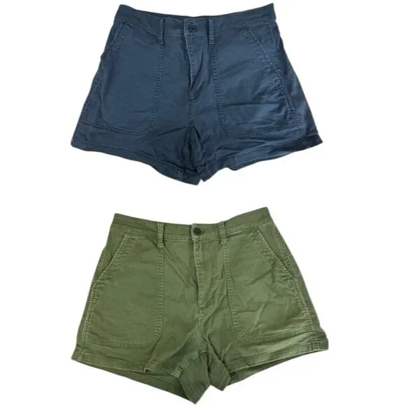 LOT 2 Madewell Size 29 The Perfect Vintage Fatigue Short Desert Green & Blue - Picture 1 of 16